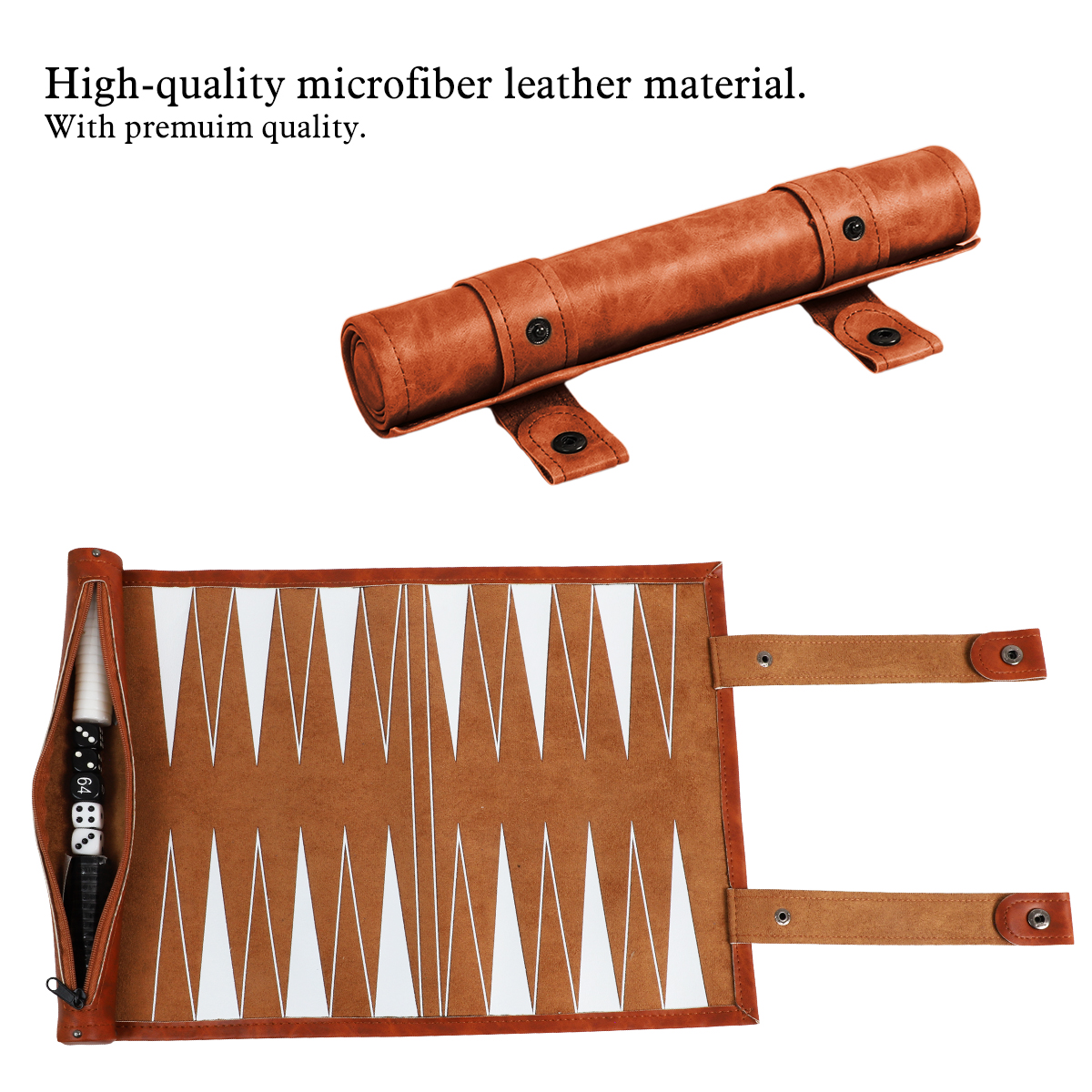 WG-008 PU Leather Travel Backgammon Set