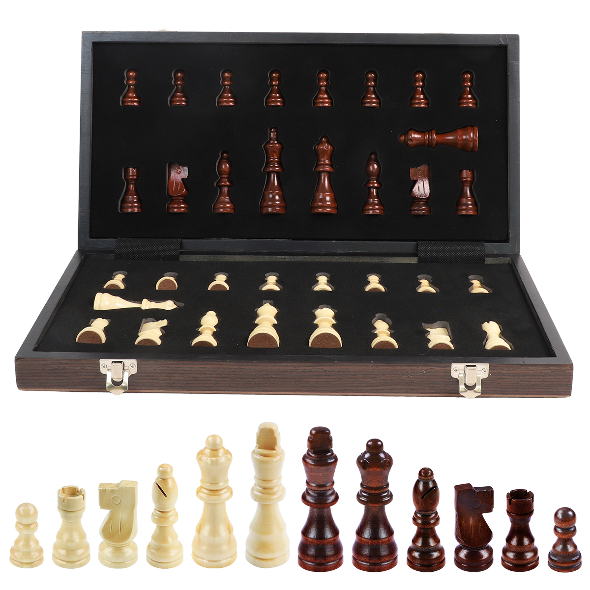 WG-CS15WM-Ebony-Maple Chess Set