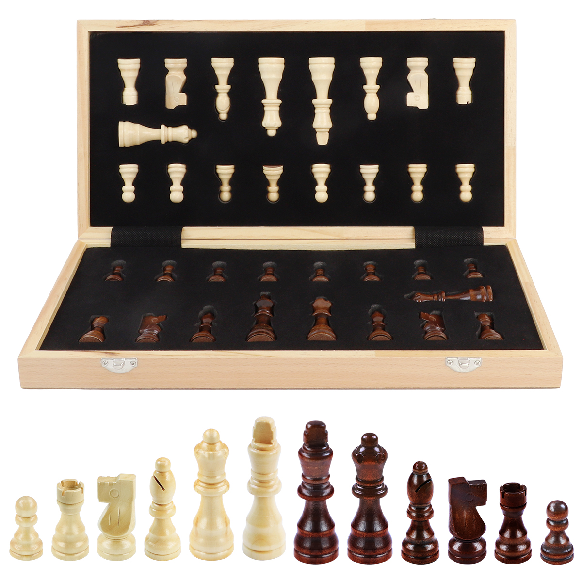WG-CS15WM-Mahogany-Beech Chess Set